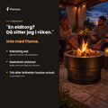 Flamesa Flame: eldkorg med eld på terrassen på kvällen